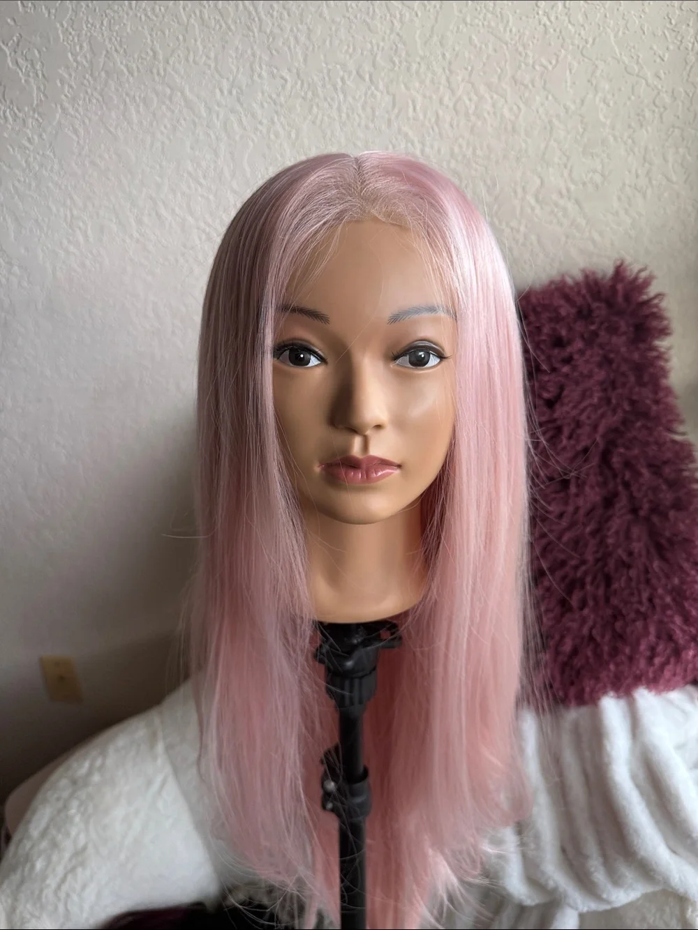 Pink Wig 13x6 Glueless HD Lace Front Wig 26 inches light pastel mauve rose